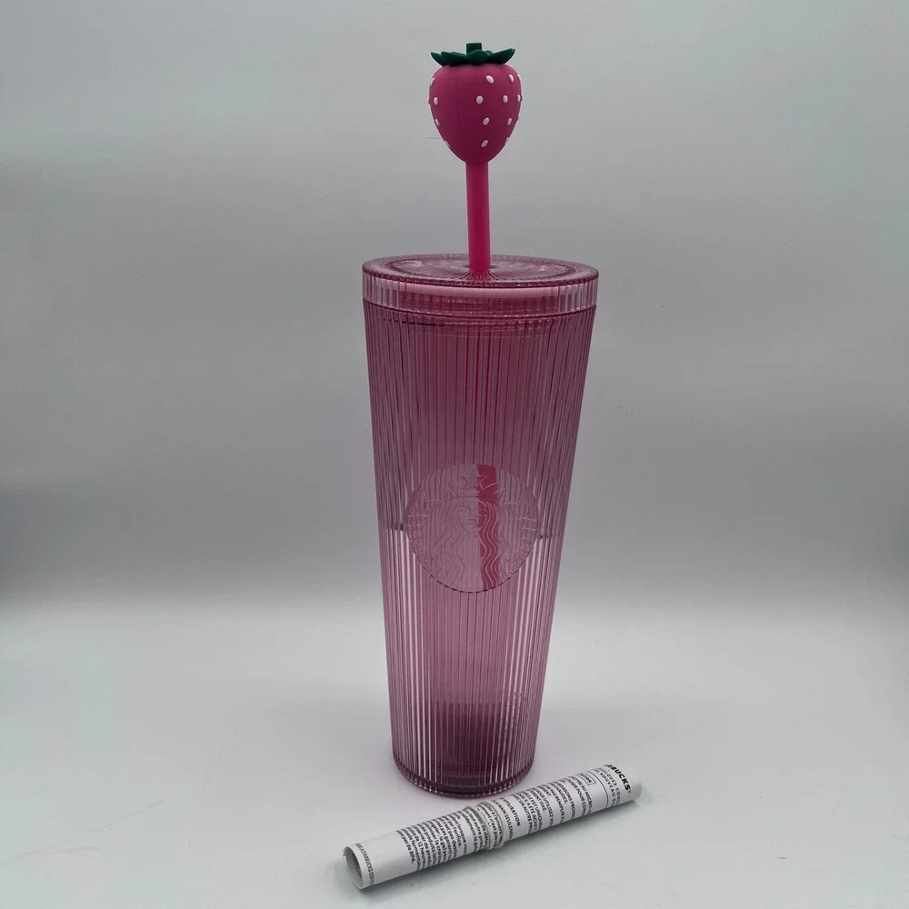 🍓NWT Starbucks 2026 Pink Drink Limited Edition Cold Cup w/ Strawberry Topper